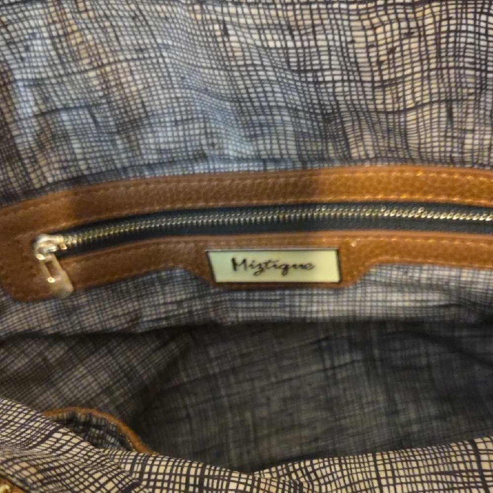 Miztique Tan Pebbled Satchel with Zipper Pocket